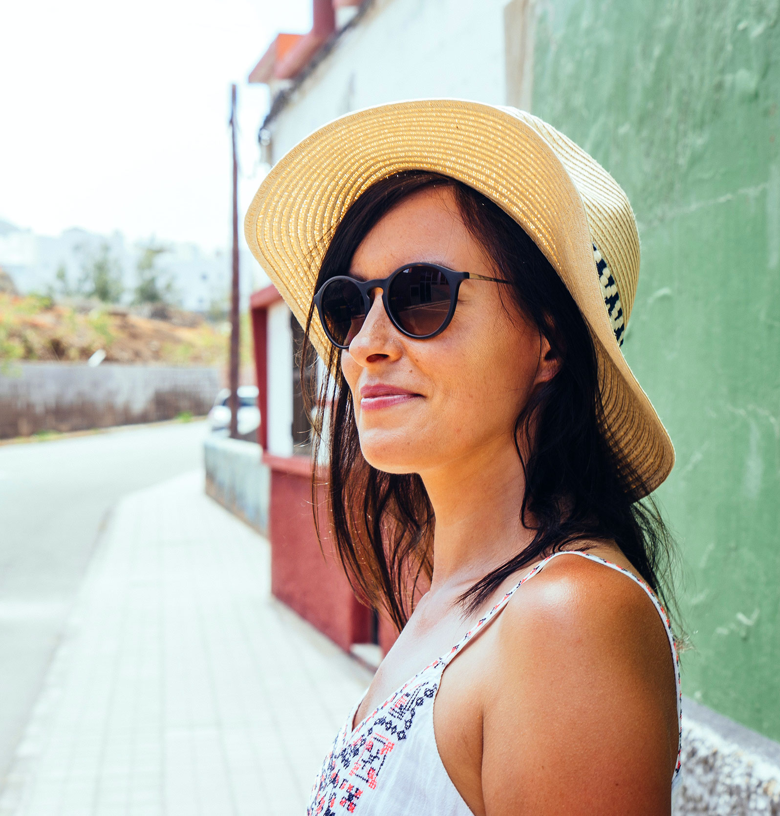 Woman with Sunglasses and Sunhat 1